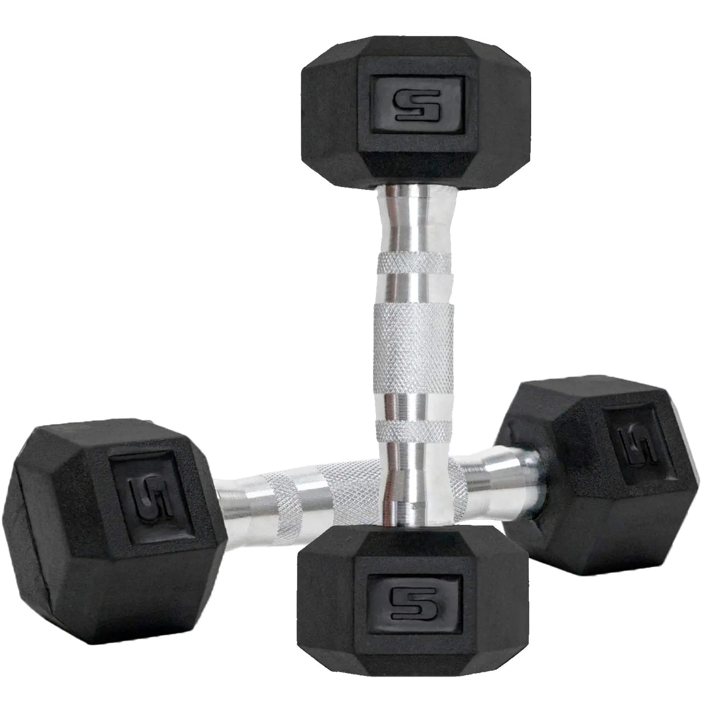 Dumbbells Set of 2 Hex Rubber Encased Dumbbells Weights Dumbbells Set with Metal Handle for Exercise and Fitness (5 lb Pair)