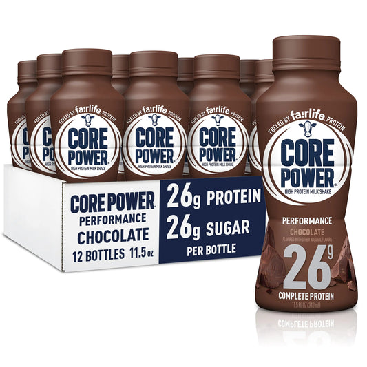 Core Power Fairlife 26g Protein Milk Shakes Ready To Drink for Workout Recovery Chocolate 11.5 Fl Oz (Pack of 12)
