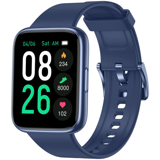 LIVIKEY Smart Watch Fitness Tracker Watch with Heart Rate Monitor SpO2 Sleep Tracker 45mm Fitness Watch IP68 Waterproof Smartwatch for Women Men Step Counter Pedometer for iOS and Android Phones
