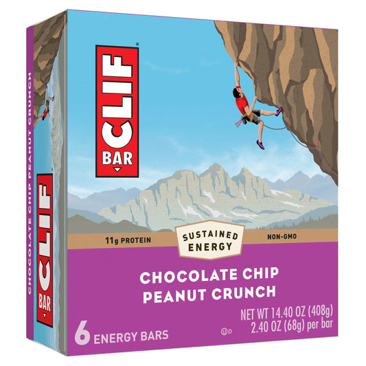 Clif Bar - Chocolate Chip Peanut Crunch - Made with Organic Oats - 11g Protein - Non-GMO - Plant Based - Energy Bars - 2.4 oz. (6 Pack)