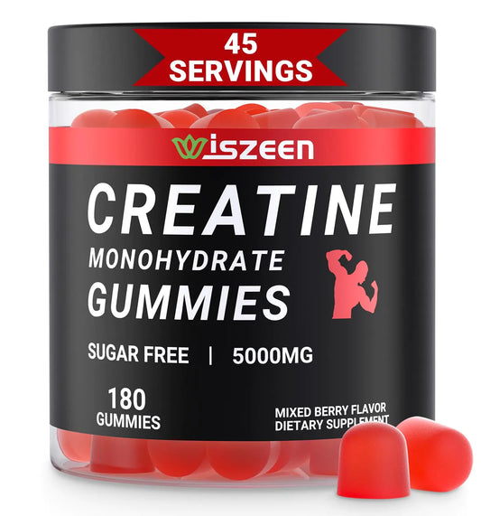 Wiszeen Creatine Monohydrate Gummies - 45 Servings - Creatine Monohydrate Gummy 5g for Men Women Creatine Monohydrate for Strength Endurance Muscle Builder with L-Taurine Alpha GPC