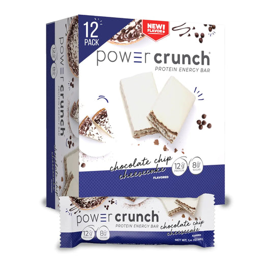 Power Crunch Protein Wafer Bars High Protein Snacks with Delicious Taste Chocolate Chip Cheesecake 1.4 Ounce (12 Count)