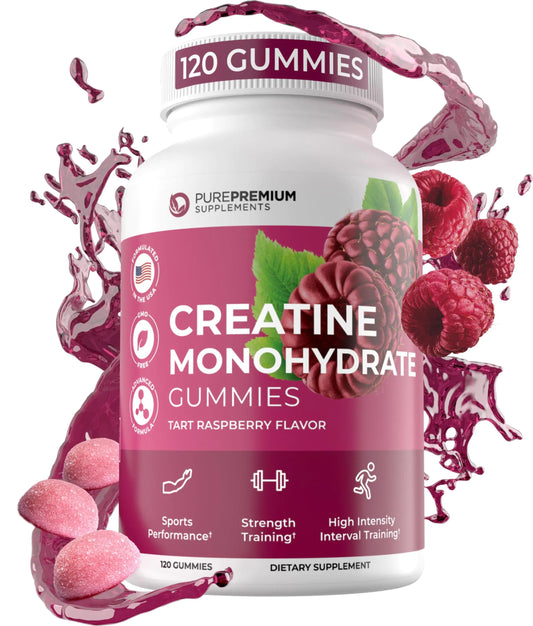 PurePremium Creatine Gummies for Men & Women 5000mg - 120 Creatine Monohydrate Gummies 5g - Vegan Non-GMO Creatine Gummies for Strength Endurance Support - Creatine Gummies 5g for Muscle Recovery